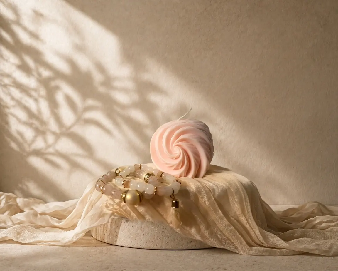 Handmade sculptural swirl candle by Maison de Lumière