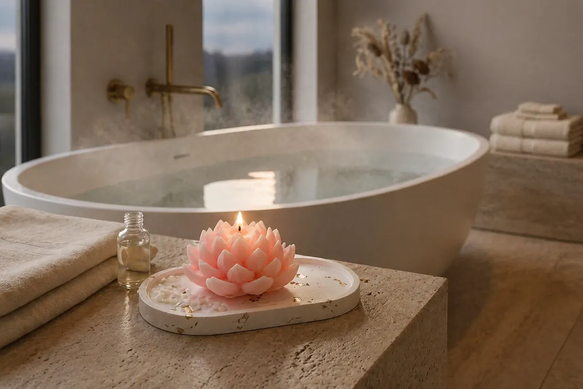 Lotus Decorative Candle — handcrafted soy-wax candle from Maison de Lumière